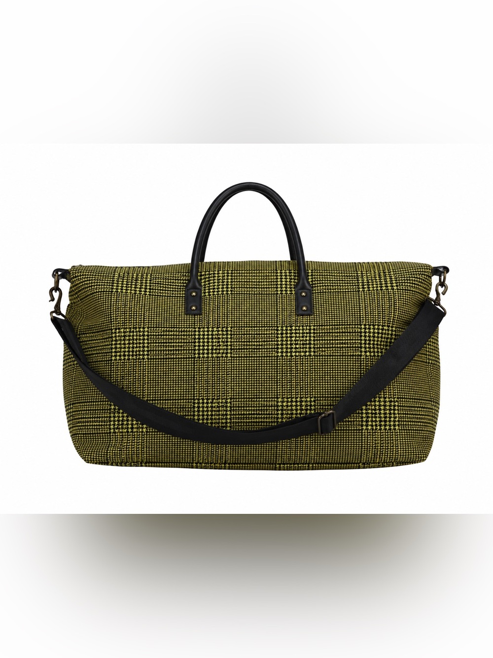 NWOT Lulu Dharma Frasier Weekender Tote Green Houndstooth Travel Bag Large